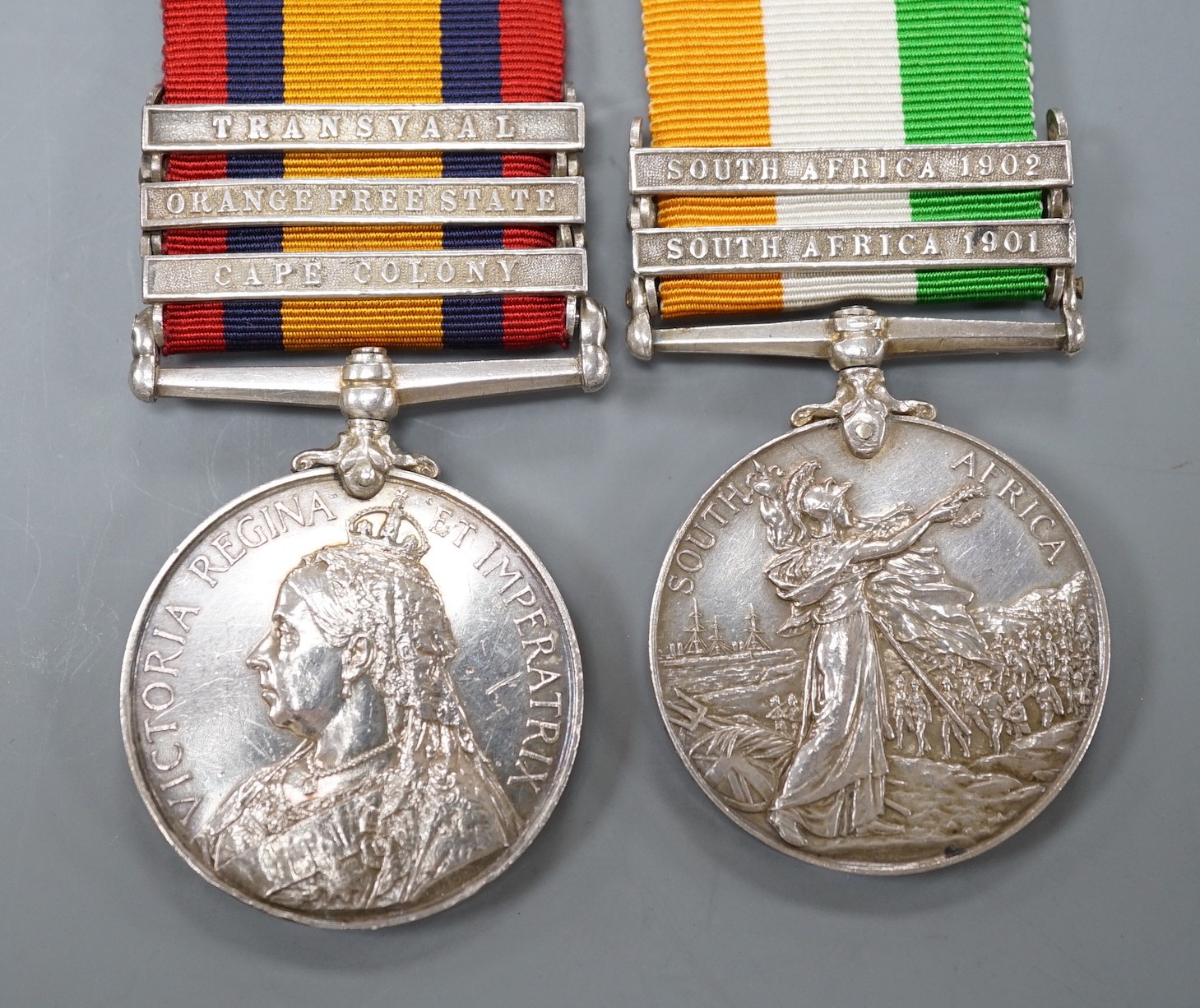 QSA medal with 3 clasps and KSA with 2 clasps to 6689 PTE. G. DALE, SCOTTISH RIFLES (2)